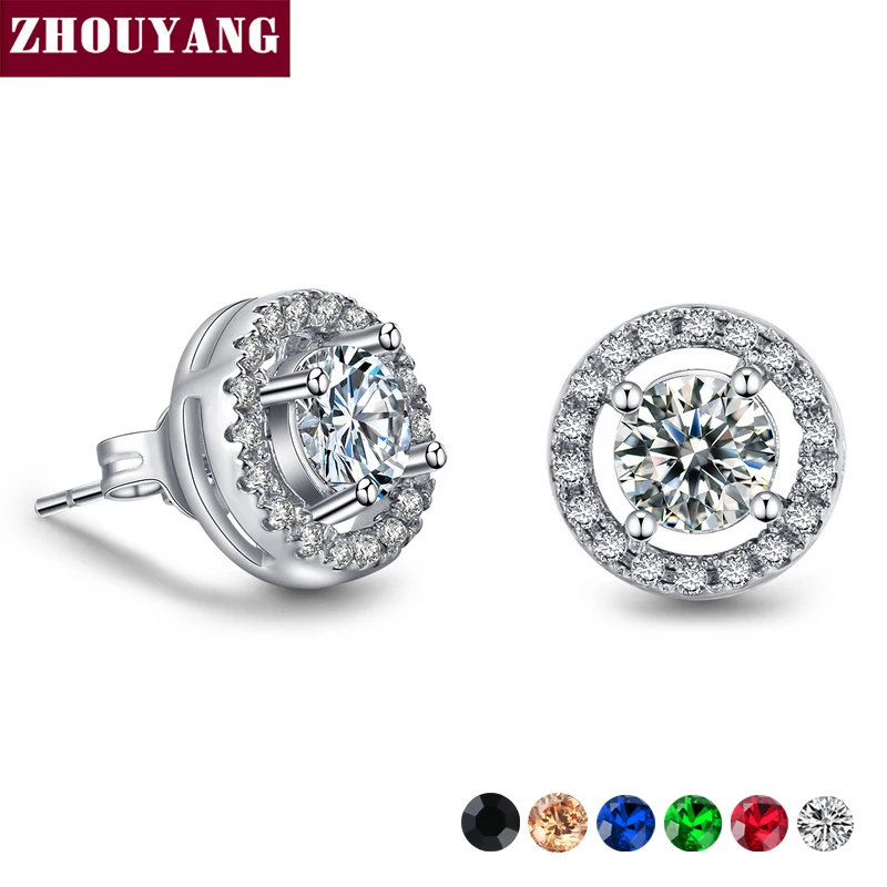 Женские серьги гвоздики серебряного цвета с фианитом 0 75 карат|earrings screw|earring