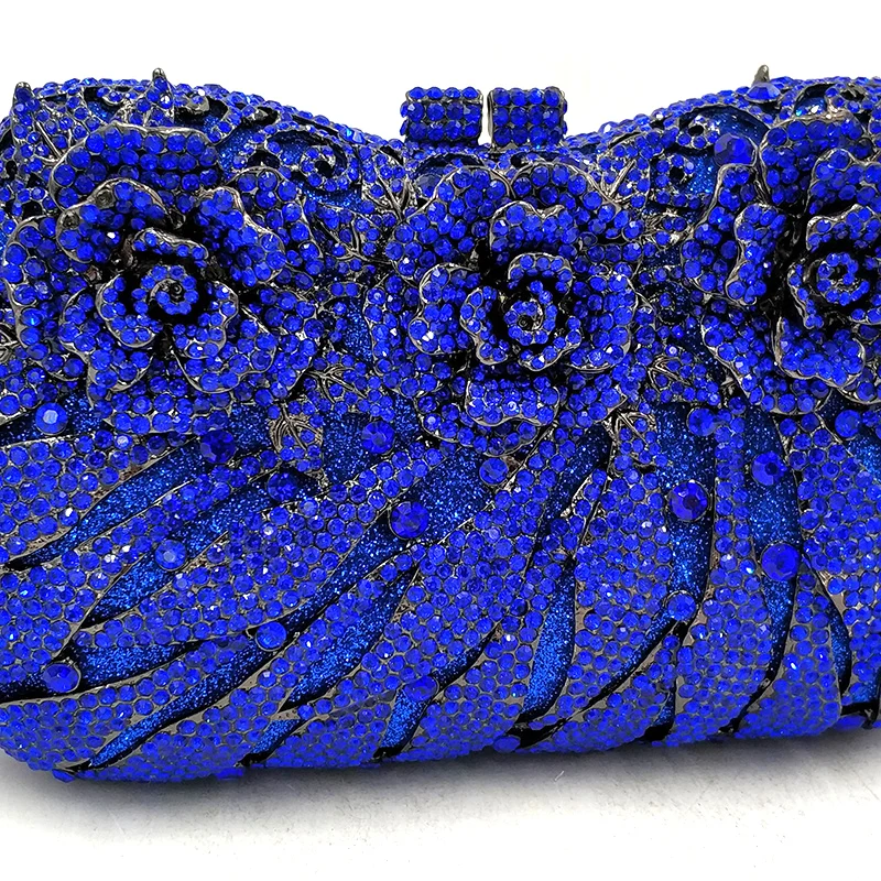 Luxury Bridal party purse women evening party handbag fashion diamonds wedding crystal clutches rose flower crystal purses