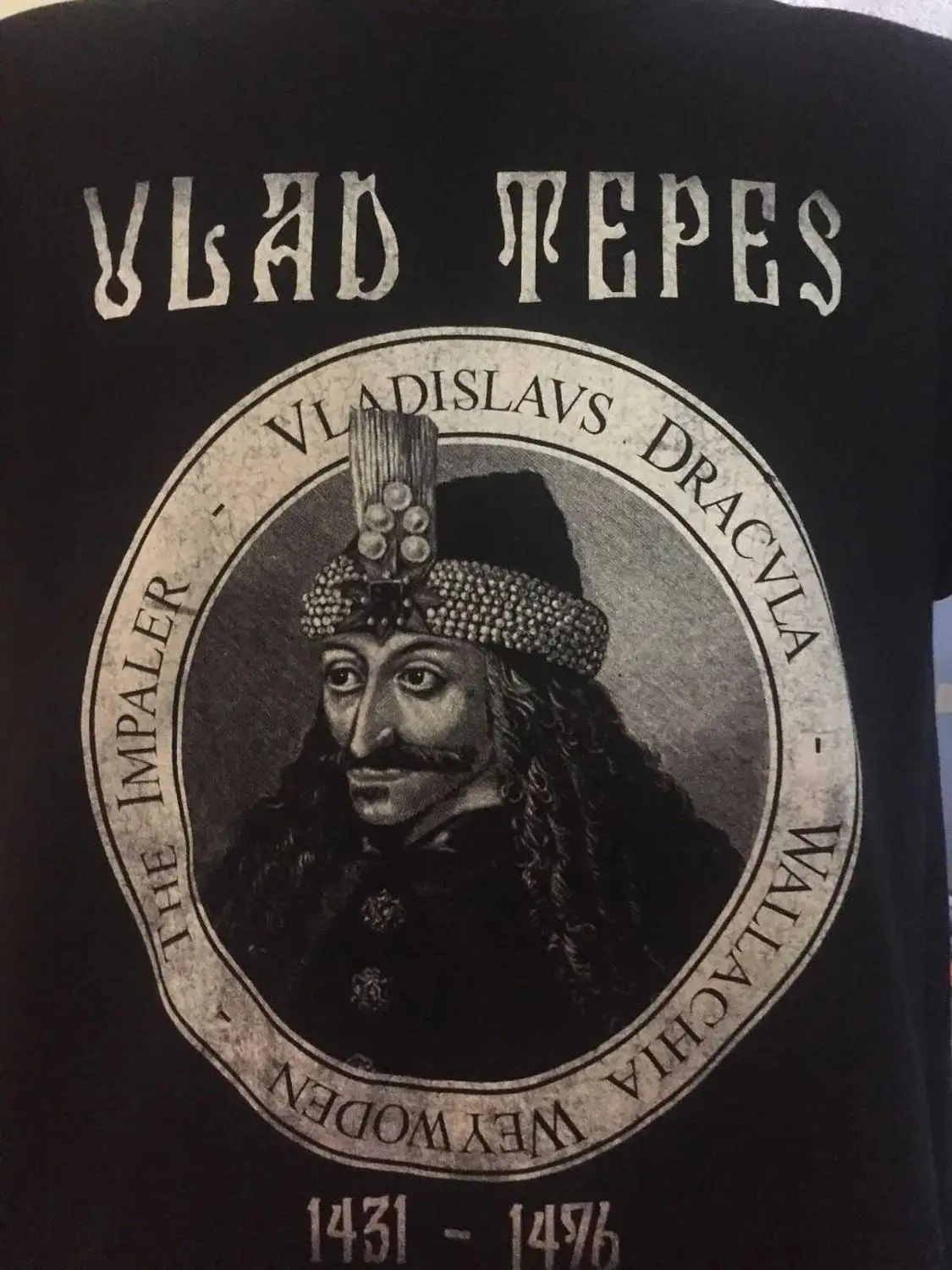 Черный Vlad Tepes, футболка, двухсторонняя,, Дракула, новинка, весна, лето, Осень, мужские футболки с круглым вырезом и коротким рукавом - Цвет: Черный