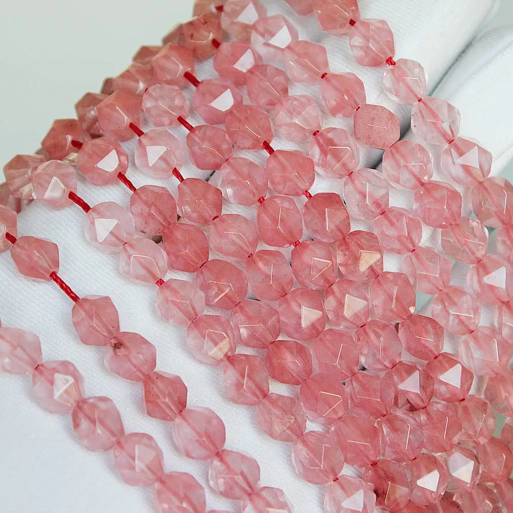 MJDCB Лучшие Продавцы бусины из натурального камня граненый полигон красный арбуз