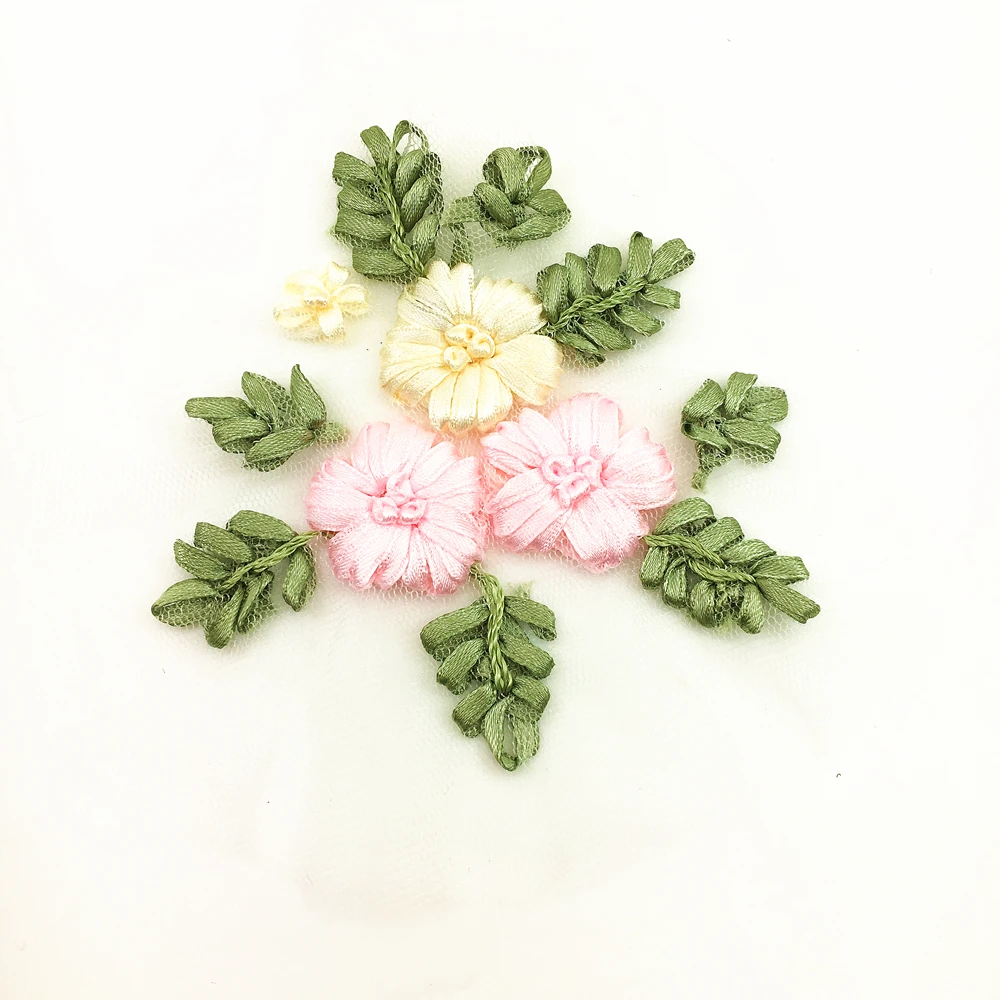 4 шт. ленты Вышивка Патчи цветок вышитые Аппликация для одежды Parches Швейные