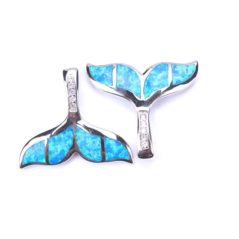 Голубой опал КИТ хвост Ожерелья Подвески животное кристалл кулон для женщин