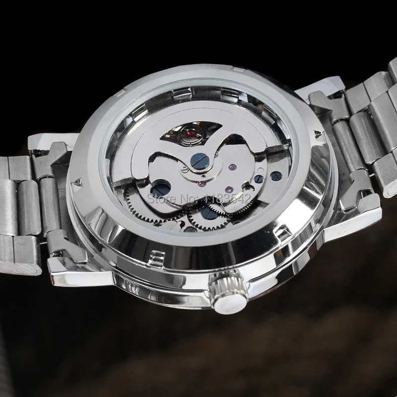 Часы наручные Winnner Мужские автоматические прозрачные Спортивные с браслетом из