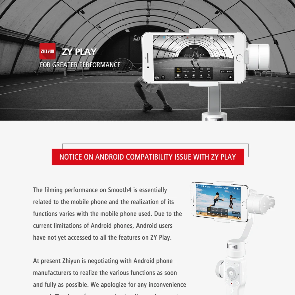 ZHIYUN Smooth 4 шарнирный стабилизатор для камеры GoPro карданный 3-осевой штатив «стедикам» для стабилизатор для IPhone шарнирный стабилизатор для камеры телефона Стабилизатор камеры