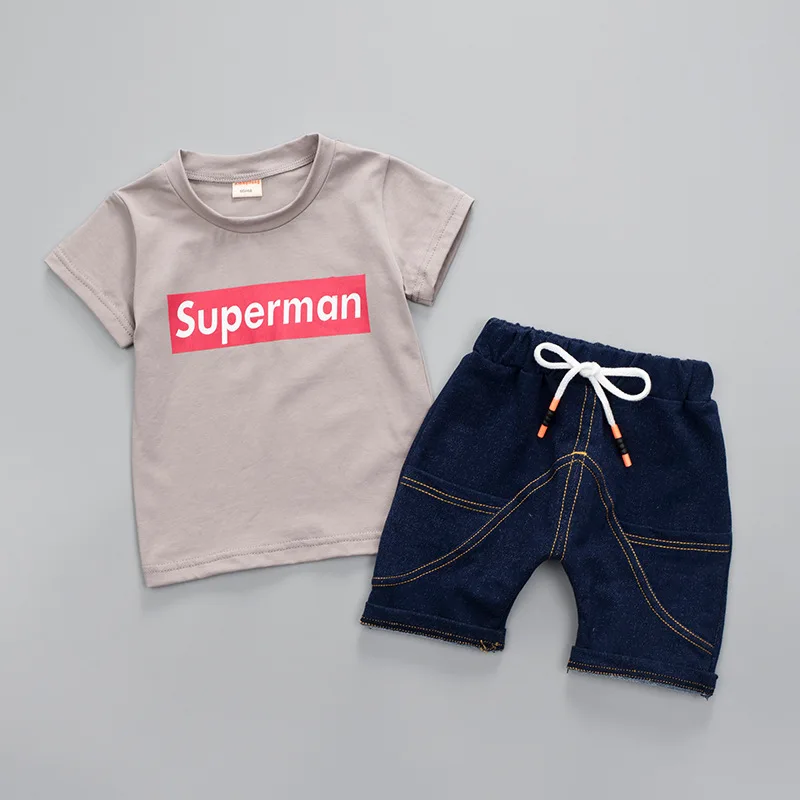 Summer kids Boys Clothes Set Print T-shirt &amp Shorts Cotton Short Sleeve Tops Little Children casual Clothing Outfits |