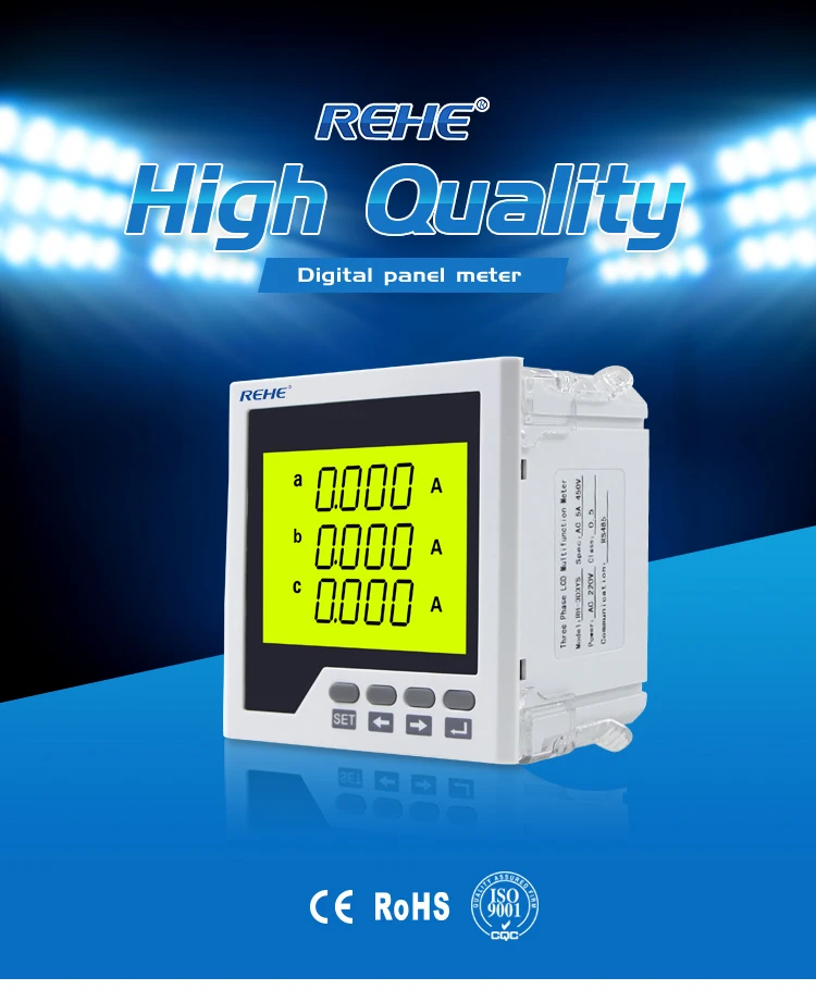 REHE RH-3D3YS 96*96 мм ЖК-дисплей Интеллектуальный Compteur Multifonction промышленный прибор измеритель измерения тока