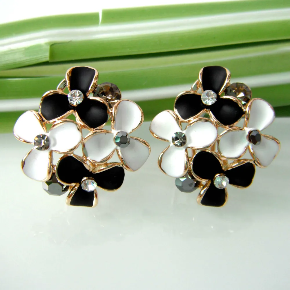 Серьги гвоздики с кристаллами Navachi черные и белые серьги SMT1692|ear studs|crystal earearrings earring