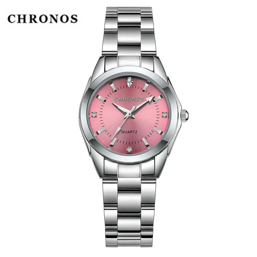 Часы Chronos женские со стразами Роскошные водонепроницаемые кварцевые наручные