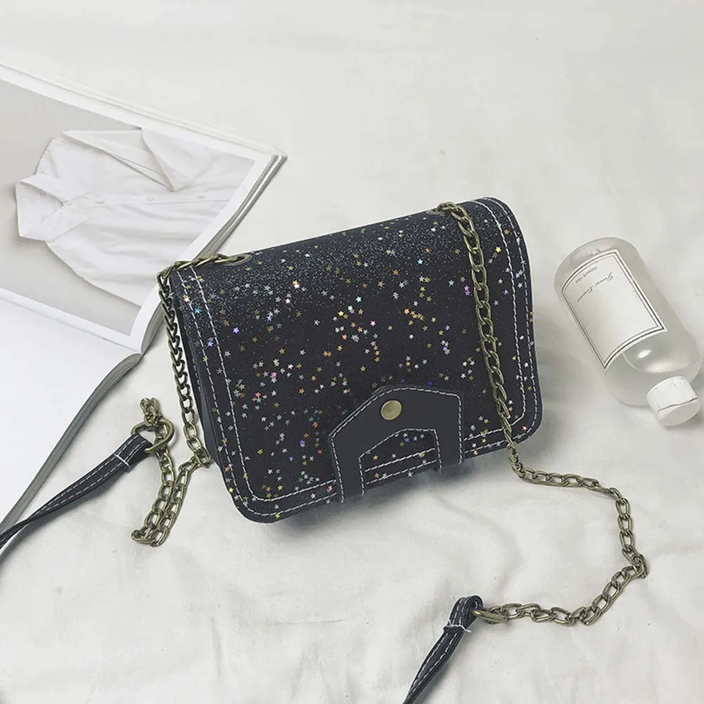 Женская Блестящая мини сумка из искусственной кожи на плечо мессенджер с