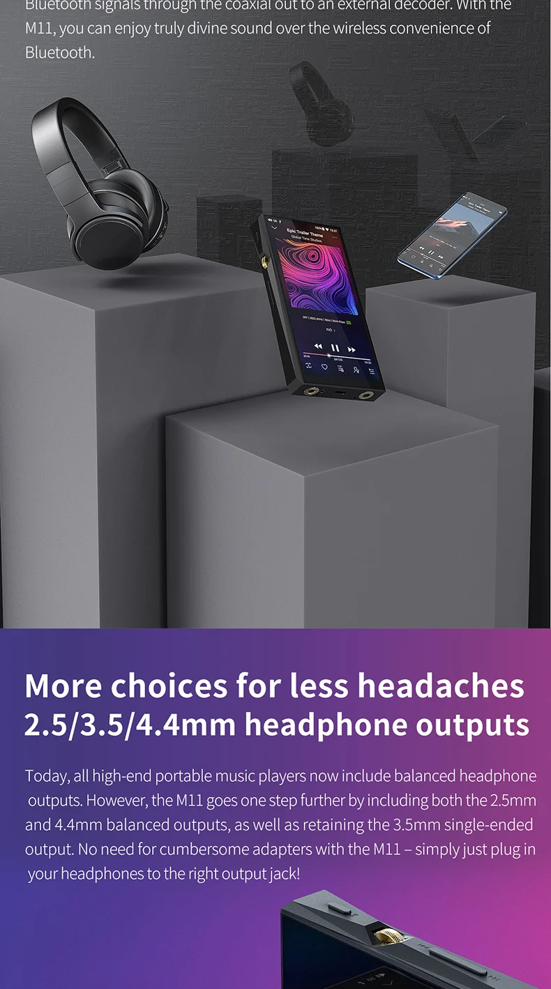 FiiO M11 HIFI музыкальный MP3-плеер с сбалансированным выходом/поддержкой wifi/Air Play/Spotify Bluetooth 4,2 aptx-HD/LDAC DSDUSB DAC