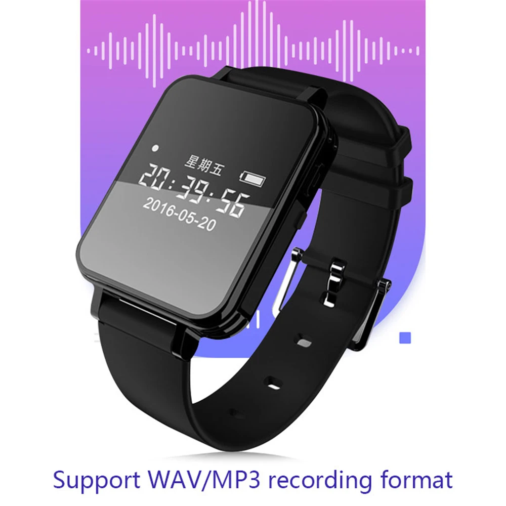 Цифровой аудио рекордер часы Голосовая активация запись наручные 1536 кбит/с