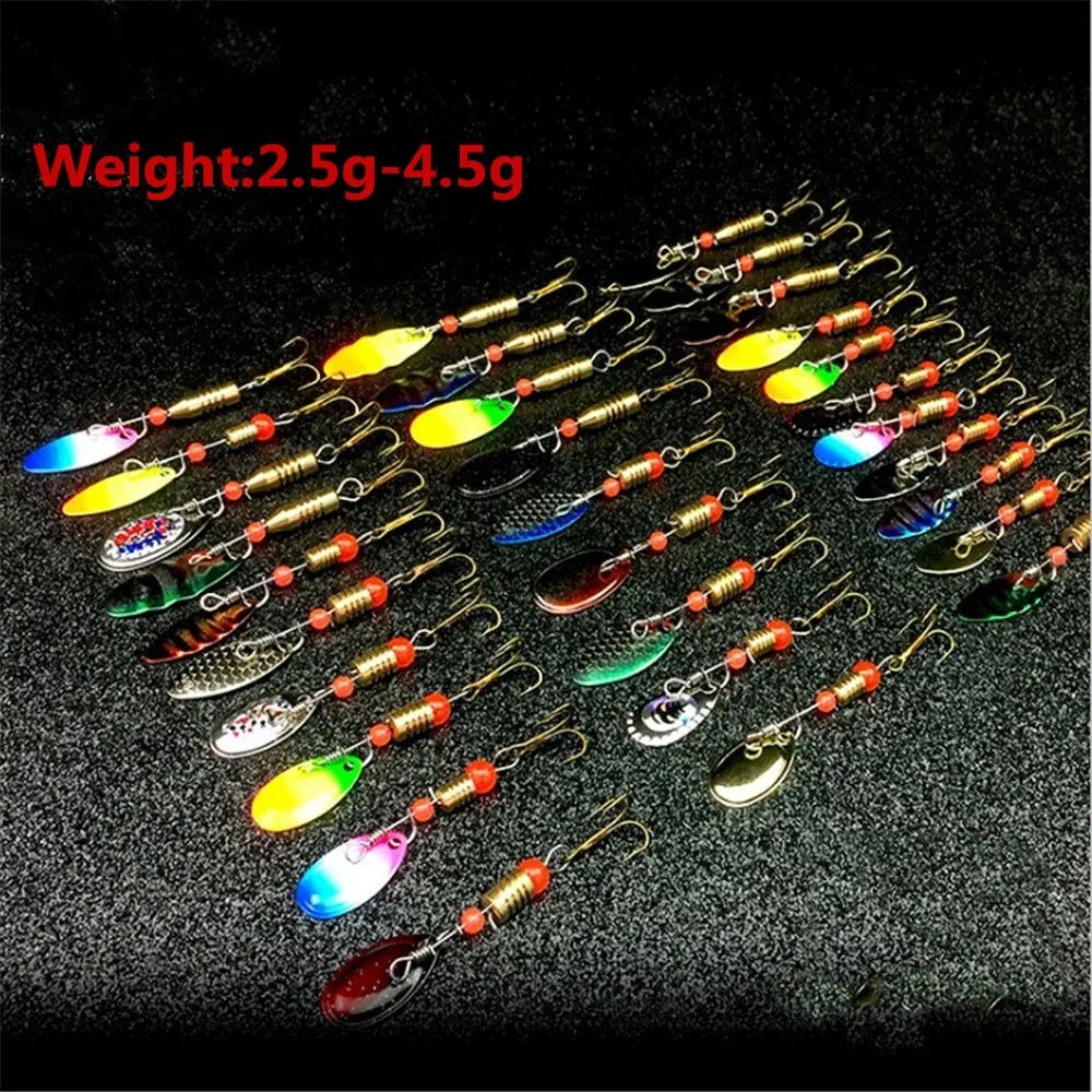 FISHINAPOT 30 шт/10 штук в штучной упаковке Смешанная вращающаяся ложка рыболовные приманки Спиннер искусственные блестки приманки для бас-форель окунь Щука