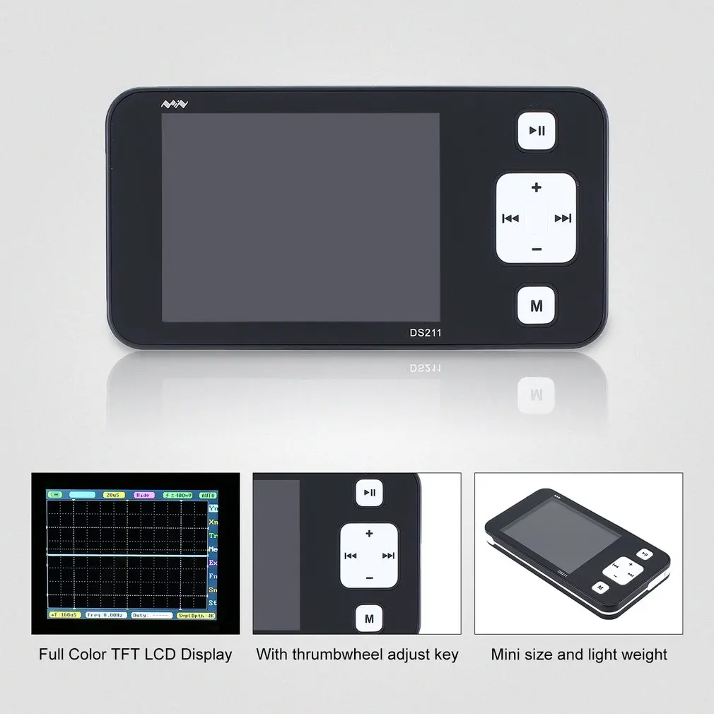 DS211 1 CH портативный мини цифровой мультиметр для хранения Осциллограф USB МГц