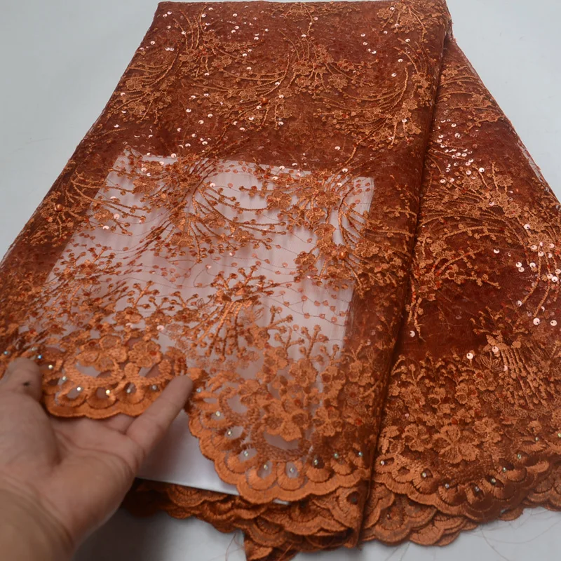 

8 colors (5yards/pc) 2019 latest African tulle lace fabric sky blue French net lace with sequins and embroidery for party FLP153