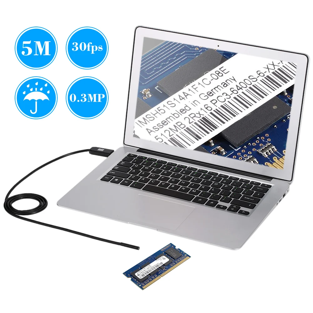 OWSOO 7 мм объектив Android OTG USB эндоскоп Камера 5 м в гибкой оправе с поддержкой