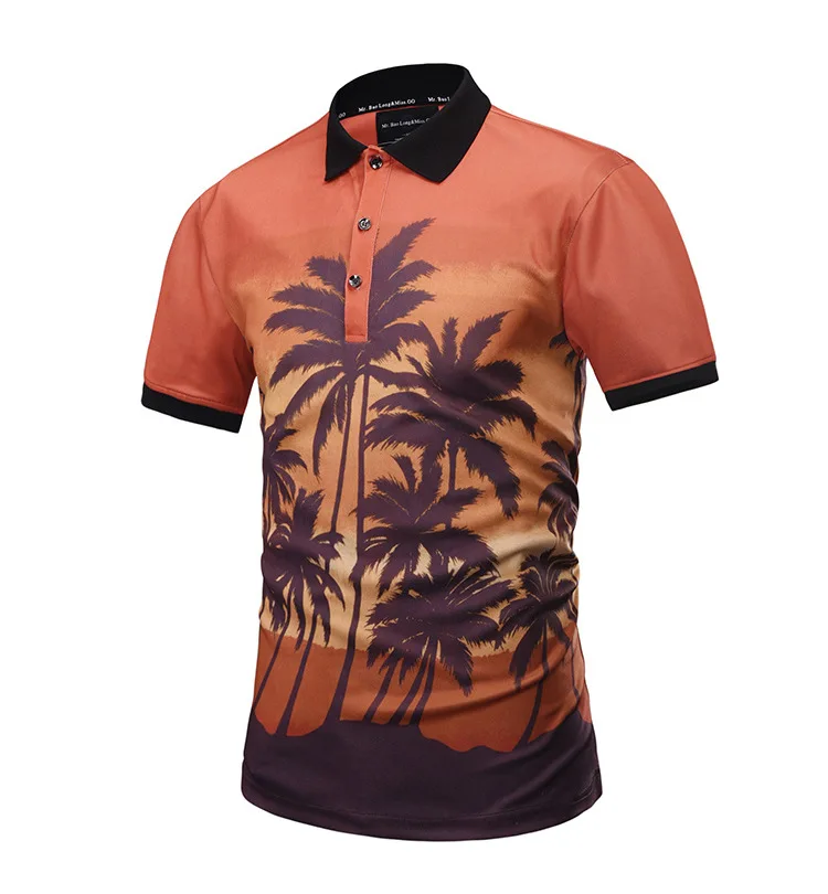 

BYUAN Summer 3d shirt tops men 2018 Printed Polo Shirt Men Short Sleeve Top Tees Turn-down collar Men Shirt Streetwear