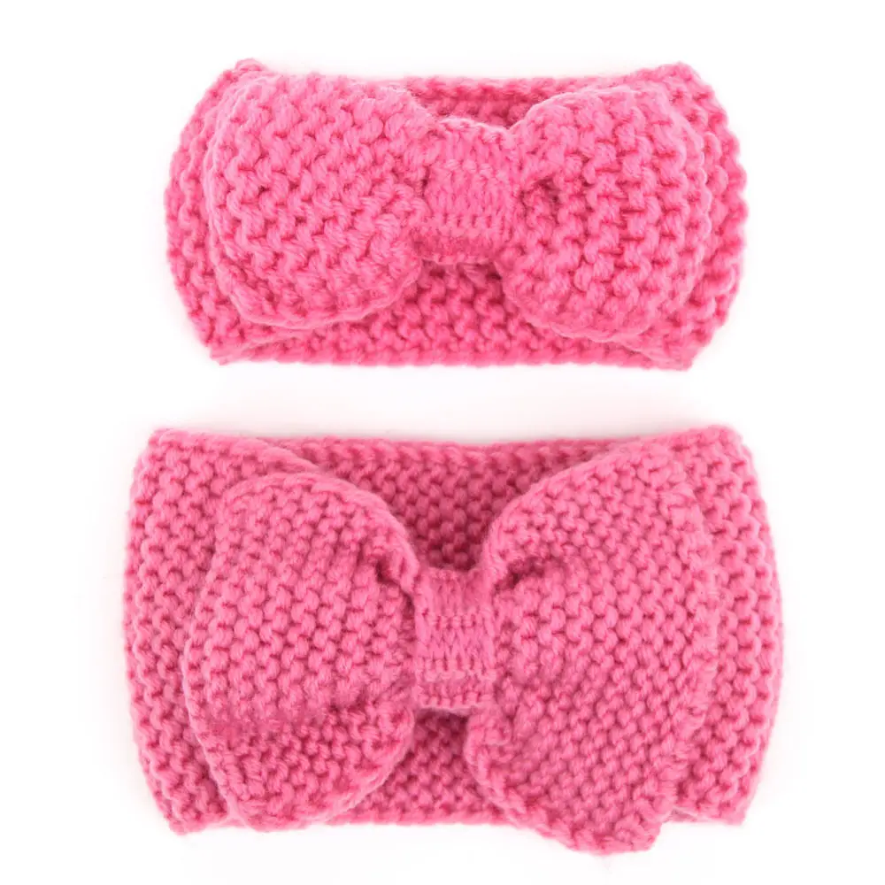 PINK 2 шт./компл. одежда для мамы и дочки Детские ободки для девочек вязаная чалма узел Аксессуары для волос наряд для родителей и ребенка семейная теплая одежда; Головные уборы - Цвет: PINK