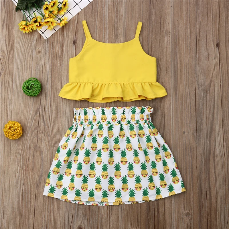 2 шт. летние желтые топы и юбки в виде ананаса для новорожденных | Мать ребенок