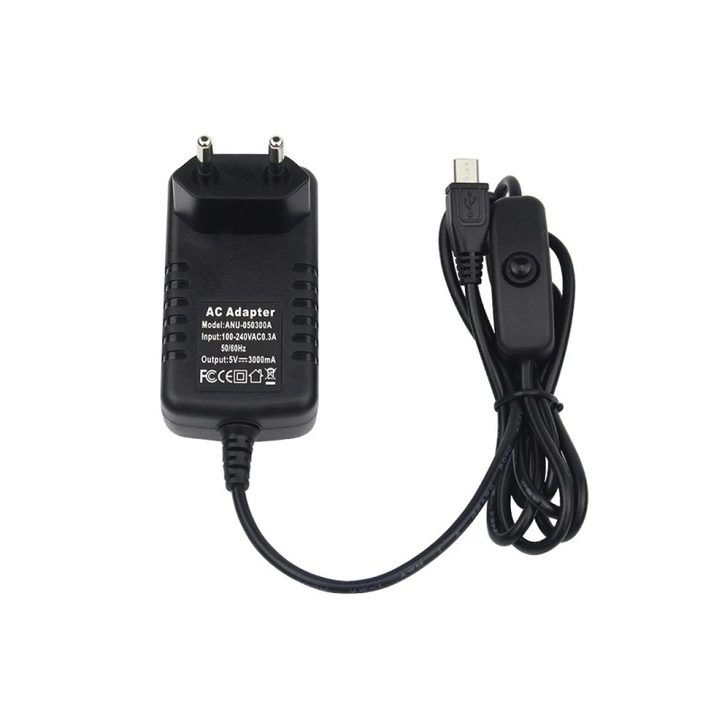 5 в 3A кнопка включения Micro USB адаптер зарядного устройства Raspberry Pi 3 B + источник