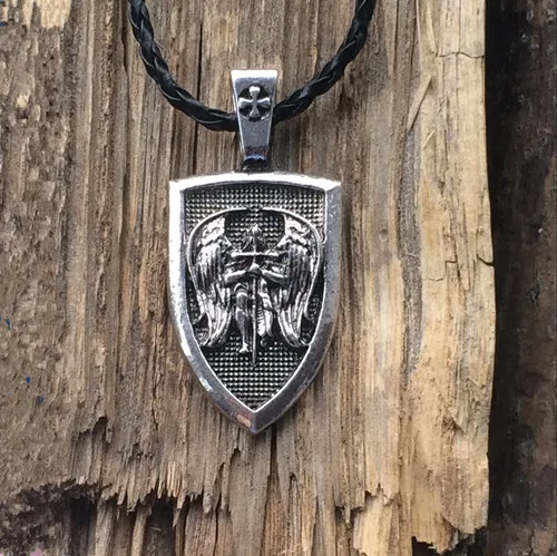1 шт. Archangel St Michel защитите меня Сейнт щит защита Очаровательное ожерелье талисман - Окраска металла: A