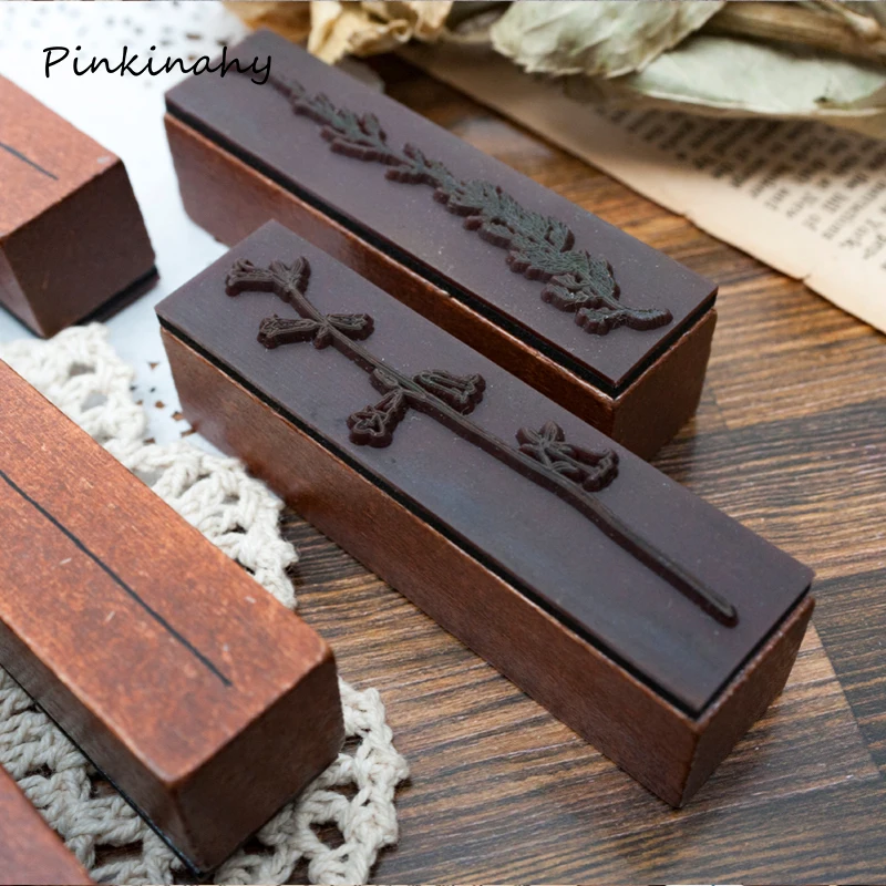 Винтажный деревянный штамп с эвкалиптом для украшения трав скрапбукинга