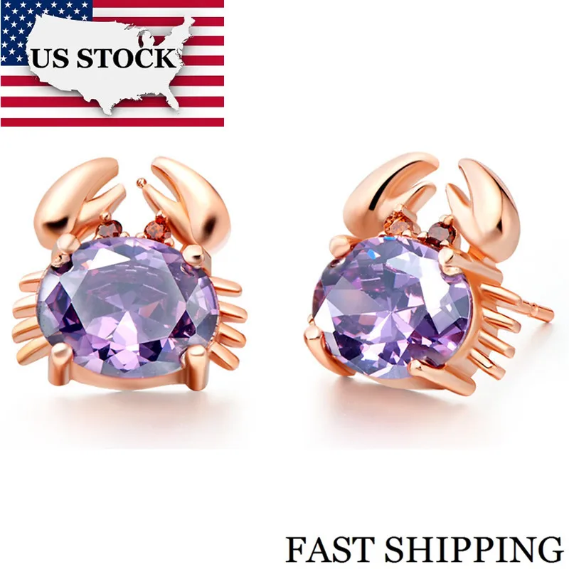 Женские серьги гвоздики цвета розового золота в наличии|crab earrings|stud earringsearrings with