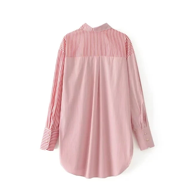 Полосатые Модные топы с длинными рукавами для женщин блузка Лето 2017 женская