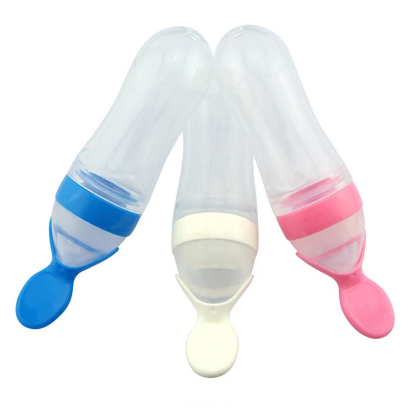 New Hot Silicone Baby Spoon Training Scoop Feeding Rice Cereal Bottle Spoons Cucharas Para Bebes 90ml | Мать и ребенок