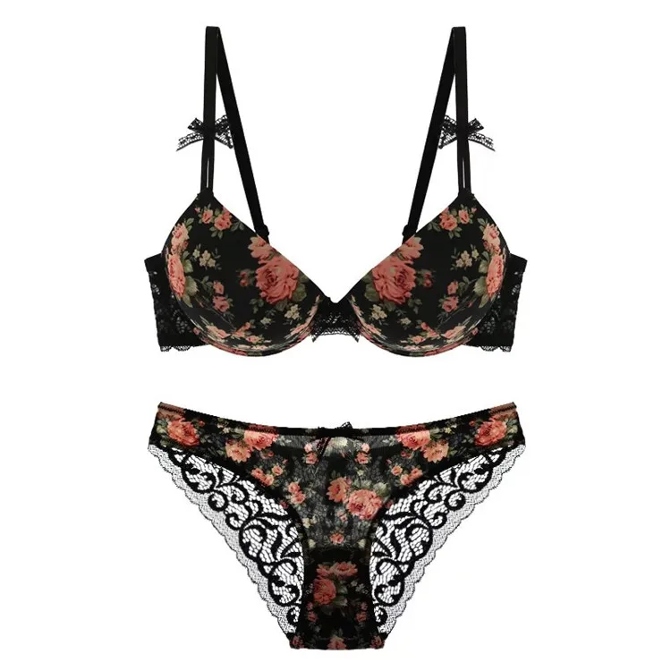 Sexy Women Bra Set Lace Flower Lingerie Big Size Underwear Panties Women'S Bras For Women Seamless Bralette For Push Up
