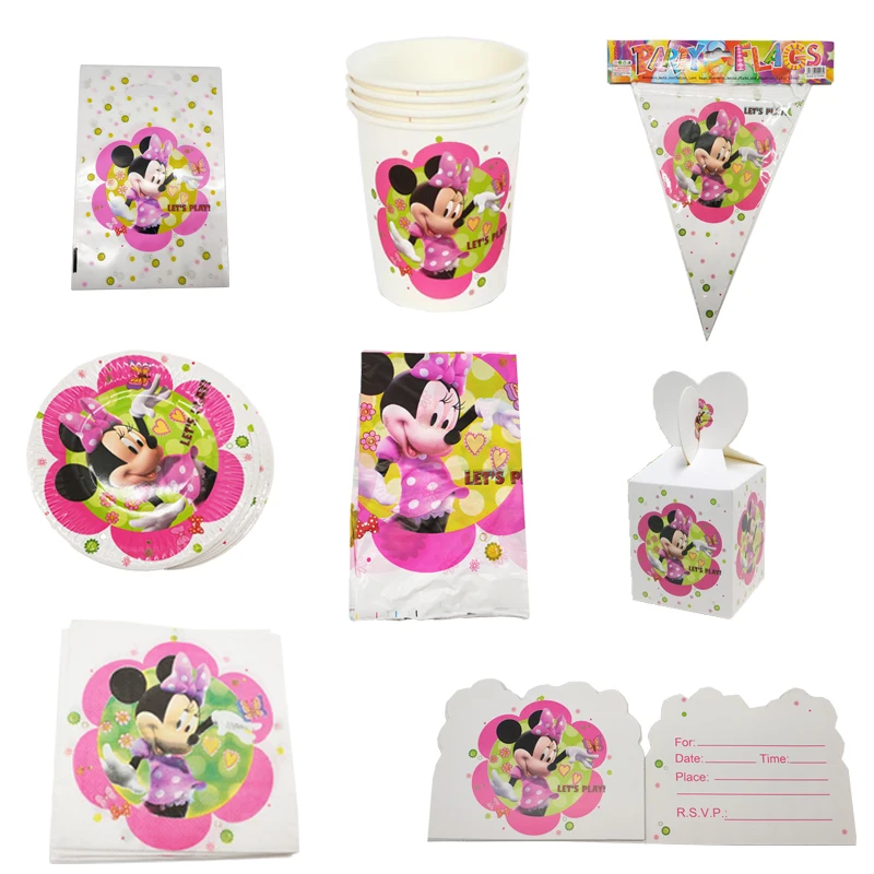 Минни тема вечерние одноразовых принадлежностей в том числе цилиндр слеза мешок