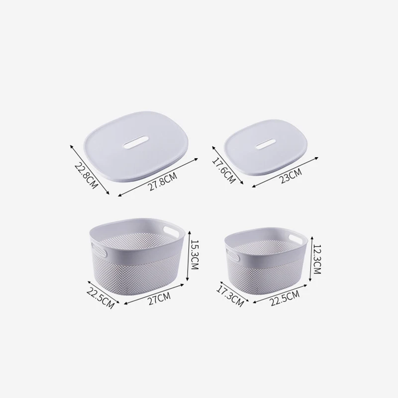 Настольная корзина для хранения кухни и ванной комнаты с крышкой пластиковые