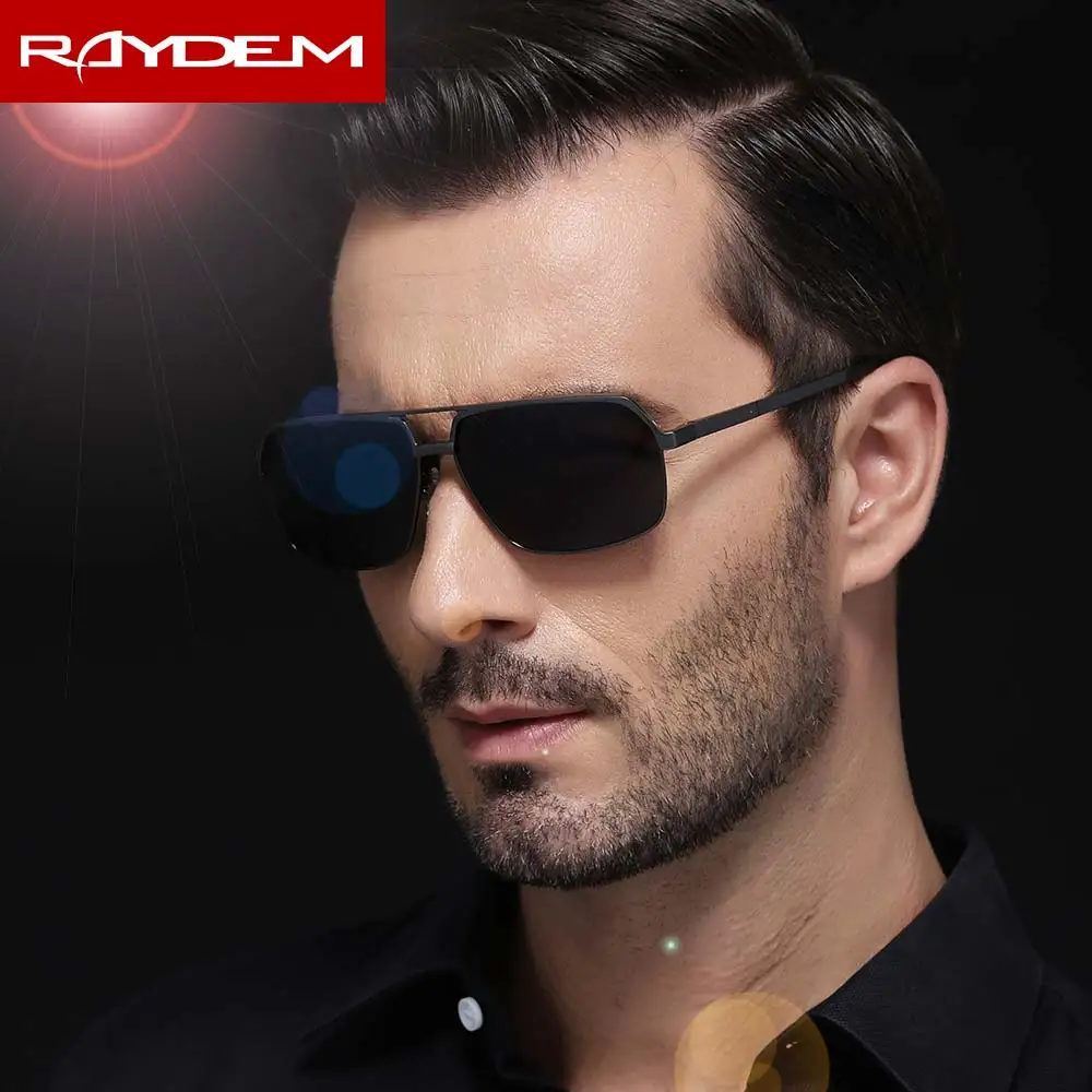 

Мужские поляризованные солнцезащитные очки RAYDEM, квадратные Винтажные Солнцезащитные очки из алюминиево-магниевого сплава, аксессуары для ...
