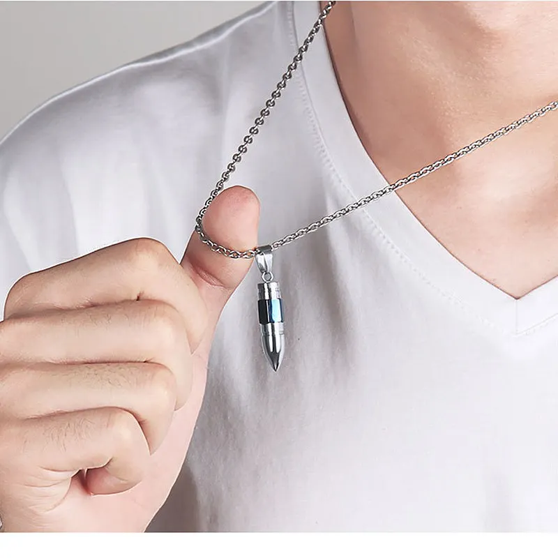 (4Pcs/Lot) 2018 Bullet Necklace Men Jewelry Fashion Gift Collares Stainless Steel Pendant Necklaces Cool Mens Jewellery collier | Украшения