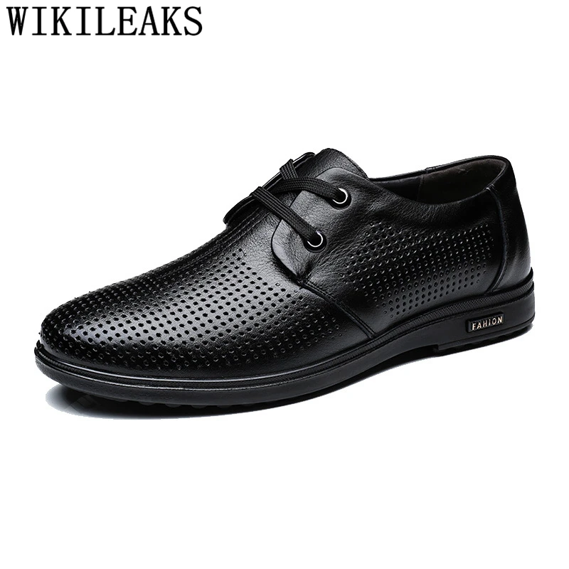 

Summer Shoes Men 2021 Mens Casual Shoes Hot Sale Genuine Leather Shoes Men Luxury Brand Venting Hole Zapatos De Hombre Ayakkabi