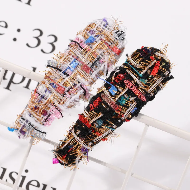 Новое поступление модные женские элегантные тканевые Винтажные заколки в клетку