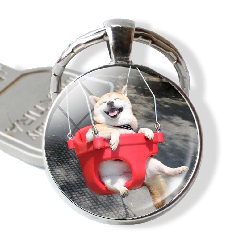 Платье с милой собачкой брелок косплей Shiba «Лисья Секретная служба»(Inu Собака Картина брелок со стеклянным кабошоном кулон Металлическое кольцо для ключей подарок собачников дропшиппинг - Цвет: as show