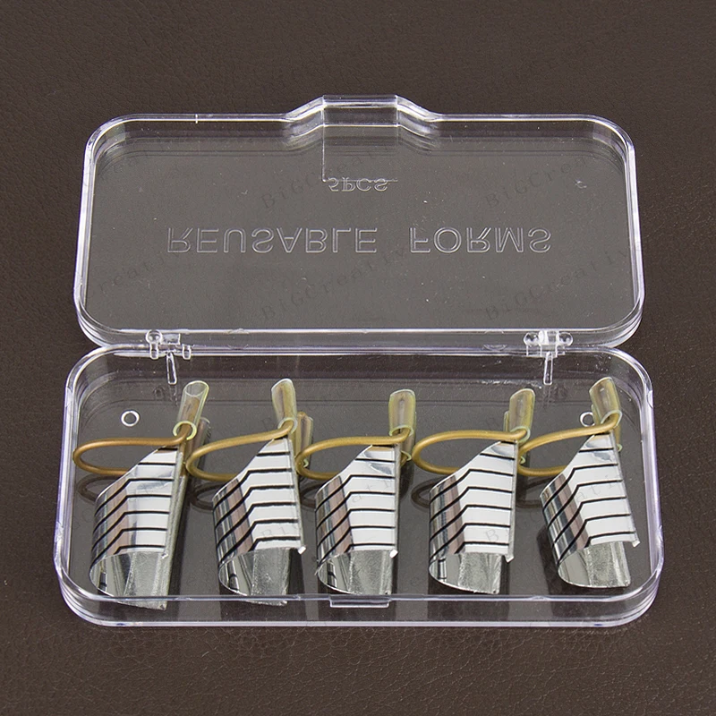 5 sets Reusable Dual Silver Nail Form For Art Making C Curve Acrylic French Tips Free Shipping H1E1 | Красота и здоровье