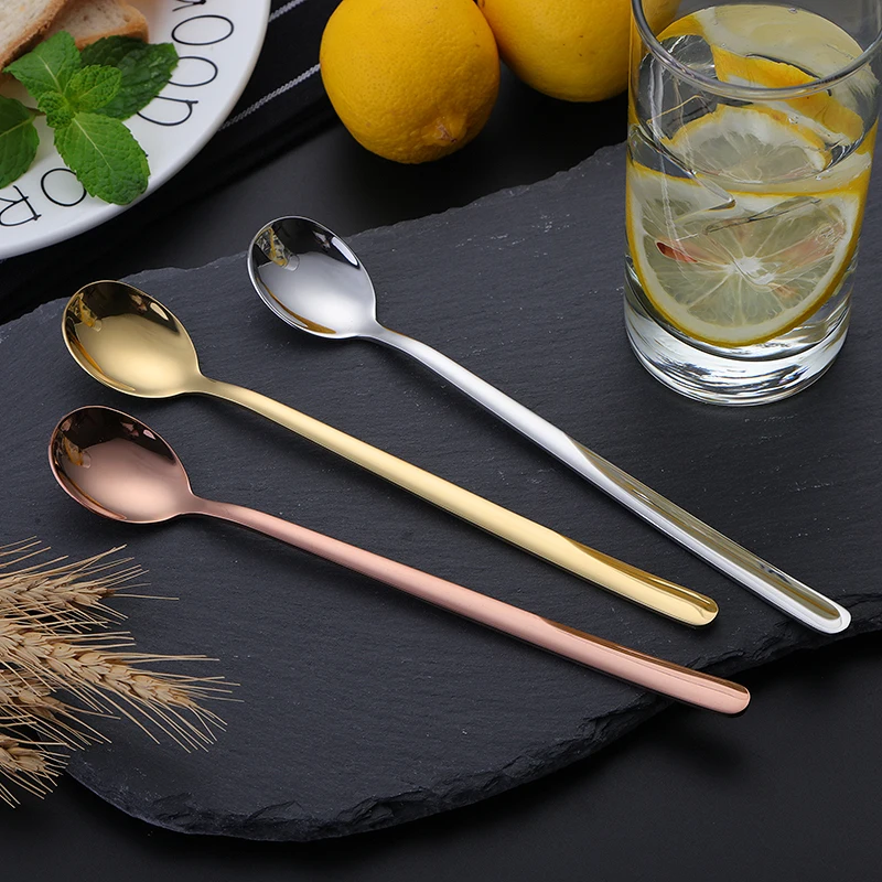 Тусклые полированные Длинные ручки Icespoon красочные нержавеющей стали десерт