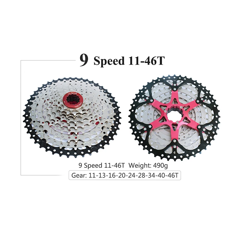 VG sports 9 speed 11-50 T/46 T/42 T MTB кассета велосипедная Звездочка свободного хода cdg 9S горный велосипед свободного хода 11-40 T/36 T Сверхлегкий - Цвет: 9S  11-46T