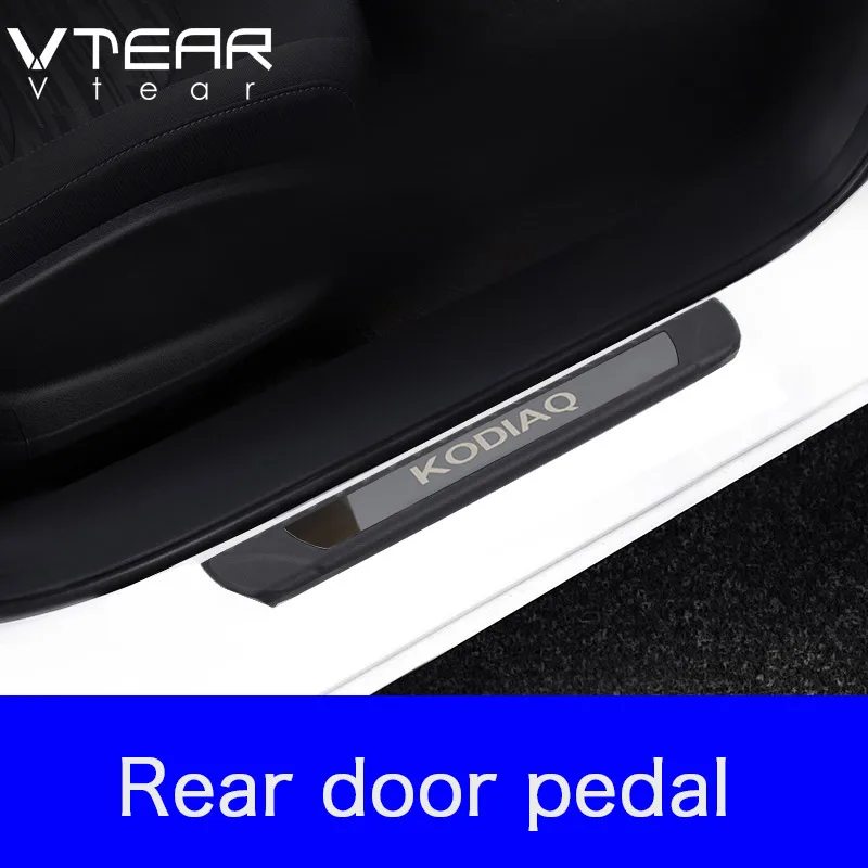 

Vtear For Skoda Kodiaq Accessories car door sill cover trim anti-scuff plate Threshold pedal exterior scuff car-styling 2019