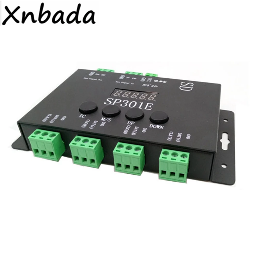 SP301E программируемый светодиодный контроллер Syn сигнал и вход для WS2811 WS2813 WS2812B SK6812 APA102 пикселей светодиодный светильник DC5-24V