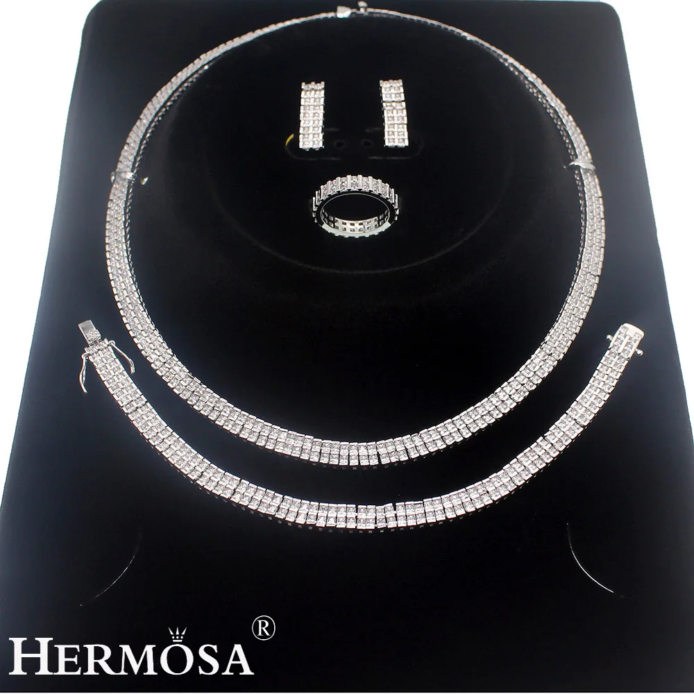 HERMOSA ювелирные изделия новый простой квадратный Циркон Серебро 925 пробы цвет