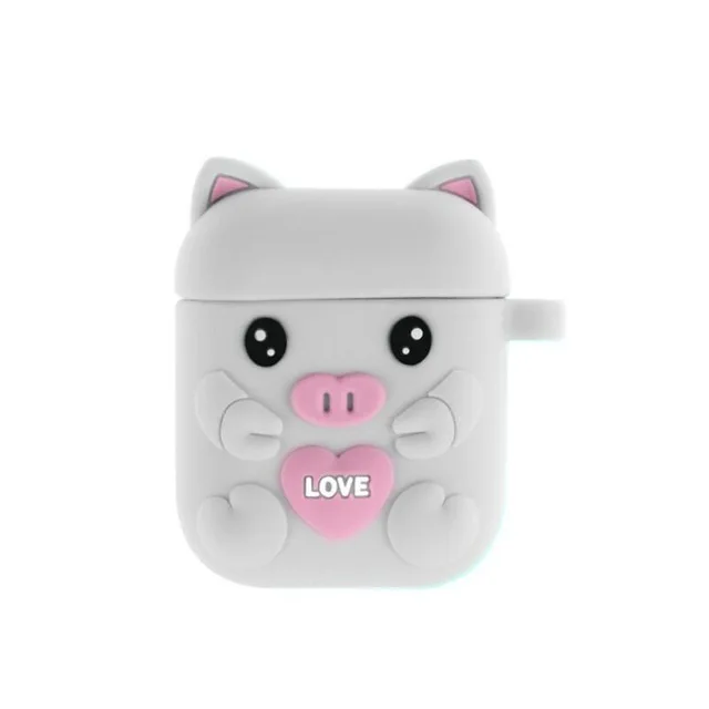 Gray Bluetooth беспроводные наушники чехол для Airpods мультфильм о розовой свинье мягкий гибкий силиконовый защитный чехол для наушников для Airpods 2 сумка - Цвет: Gray
