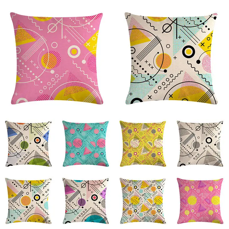 

Красочные полосы Геометрическая комбинация математический символ великолепные принты Красивая наволочка для подушки диванная Подушка Че...