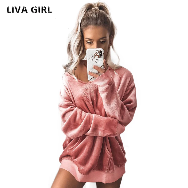 Шикарные стильные женские толстовки liva girl 2018 с большими карманами в стиле High Street
