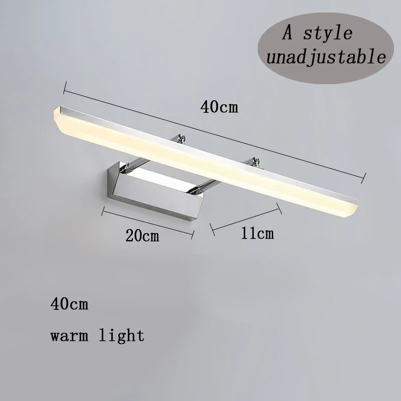 A 40CM warmlight Светодиодный настенный светильник, современный туалетный светильник, зеркальный светильник, лампа для спальни, акриловый светодиодный зеркальный светильник для ванной комнаты, настенный светильник - Цвет абажура: A 40CM warmlight