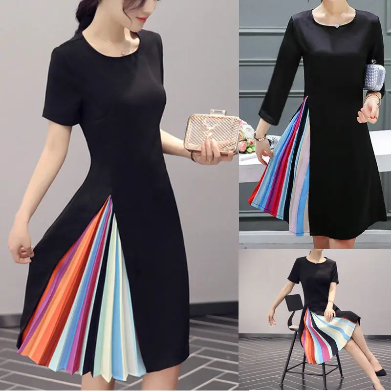 Новое Стильное летнее женское Повседневное платье с коротким рукавом офисное