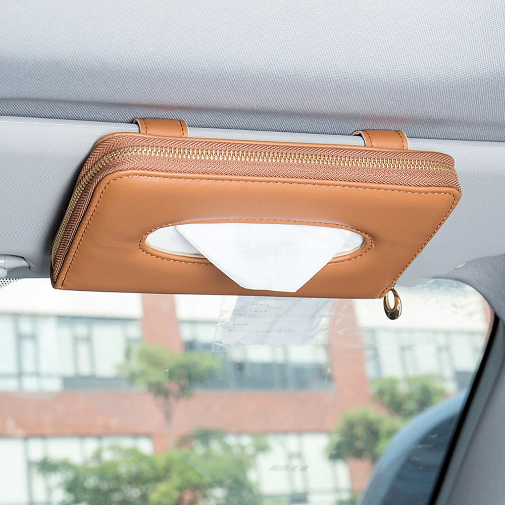 Parasol brown Автомобильный солнцезащитный козырек, коробка для салфеток, искусственная кожа, авто аксессуары, держатель для бумажных салфеток, 4 цвета - Название цвета: Parasol brown