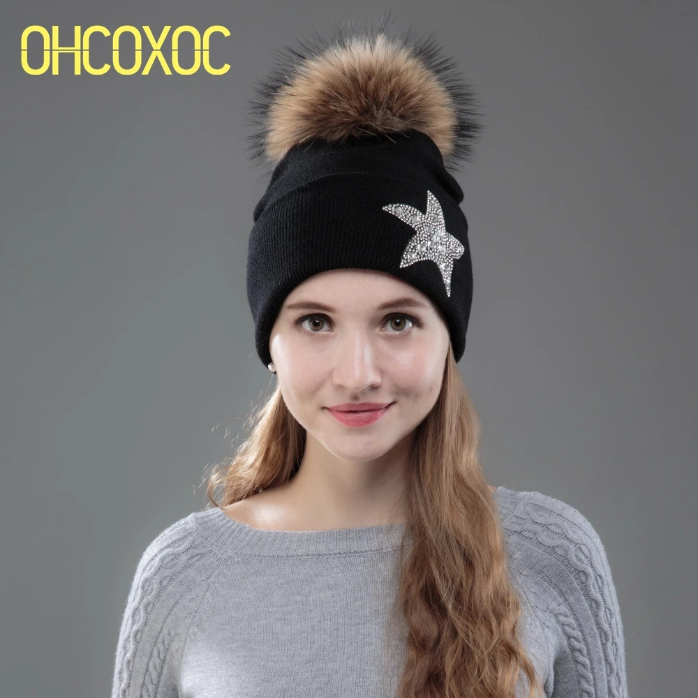 Женская зимняя шапка со звездами фирменные шапки из натурального меха норки и