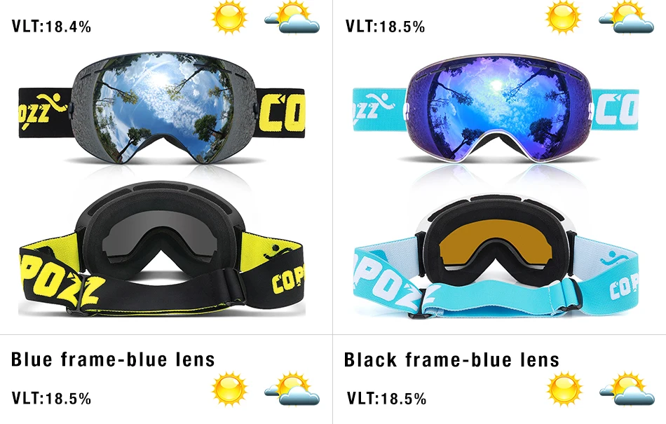 COPOZZ лыжные очки с чехол и желтые линзы UV400 Анти-туман сферические лыжные очки катание на лыжах мужские и женские зимние очки+ крышка объектива+ набор в коробке
